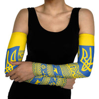 Ukraine Trident Christmas Arm Sleeves Vyshyvanka Patterns - Wonder Print Shop