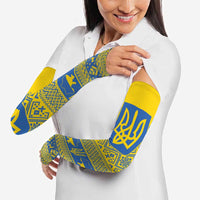 Ukraine Trident Christmas Arm Sleeves Vyshyvanka Patterns - Wonder Print Shop