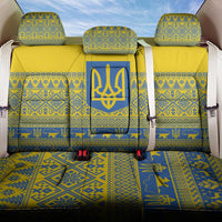 Ukraine Trident Christmas Back Car Seat Cover Vyshyvanka Patterns - Wonder Print Shop