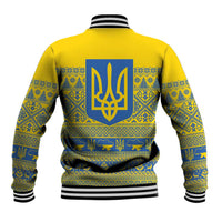 Ukraine Trident Christmas Baseball Jacket Vyshyvanka Patterns - Wonder Print Shop