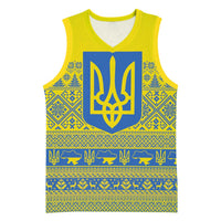 Ukraine Trident Christmas Basketball Jersey Vyshyvanka Patterns - Wonder Print Shop