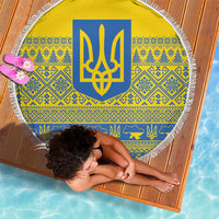 Ukraine Trident Christmas Beach Blanket Vyshyvanka Patterns - Wonder Print Shop