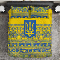 Ukraine Trident Christmas Bedding Set Vyshyvanka Patterns - Wonder Print Shop