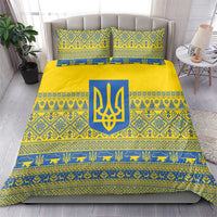 Ukraine Trident Christmas Bedding Set Vyshyvanka Patterns - Wonder Print Shop