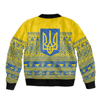 Ukraine Trident Christmas Bomber Jacket Vyshyvanka Patterns - Wonder Print Shop