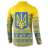 Ukraine Trident Christmas Button Sweatshirt Vyshyvanka Patterns - Wonder Print Shop