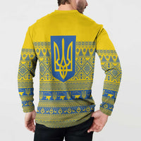 Ukraine Trident Christmas Button Sweatshirt Vyshyvanka Patterns - Wonder Print Shop