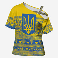 Ukraine Trident Christmas Cross Shoulder Shirt Vyshyvanka Patterns - Wonder Print Shop