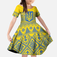 Ukraine Trident Christmas Family Matching Off The Shoulder Long Sleeve Dress and Hawaiian Shirt Vyshyvanka Patterns - Wonder Print Shop