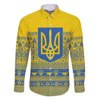 Ukraine Trident Christmas Family Matching Short Sleeve Bodycon Dress and Hawaiian Shirt Vyshyvanka Patterns - Wonder Print Shop