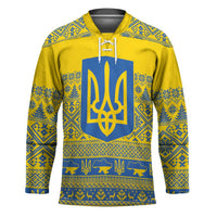 Ukraine Trident Christmas Hockey Jersey Vyshyvanka Patterns - Wonder Print Shop