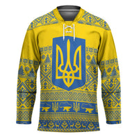 Ukraine Trident Christmas Hockey Jersey Vyshyvanka Patterns - Wonder Print Shop