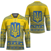 Ukraine Trident Christmas Hockey Jersey Vyshyvanka Patterns - Wonder Print Shop