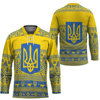 Ukraine Trident Christmas Hockey Jersey Vyshyvanka Patterns - Wonder Print Shop