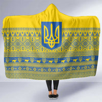 Ukraine Trident Christmas Hooded Blanket Vyshyvanka Patterns - Wonder Print Shop