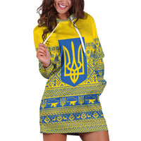 Ukraine Trident Christmas Hoodie Dress Vyshyvanka Patterns - Wonder Print Shop