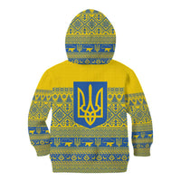 Ukraine Trident Christmas Kid Hoodie Vyshyvanka Patterns - Wonder Print Shop