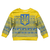Ukraine Trident Christmas Kid Ugly Christmas Sweater Vyshyvanka Patterns - Wonder Print Shop