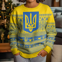 Ukraine Trident Christmas Kid Ugly Christmas Sweater Vyshyvanka Patterns - Wonder Print Shop