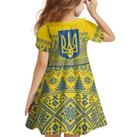 Ukraine Trident Christmas Kid Short Sleeve Dress Vyshyvanka Patterns - Wonder Print Shop