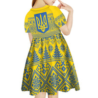 Ukraine Trident Christmas Kid Short Sleeve Dress Vyshyvanka Patterns - Wonder Print Shop
