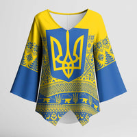 Ukraine Trident Christmas Kimono Sleeve Blouse Vyshyvanka Patterns - Wonder Print Shop