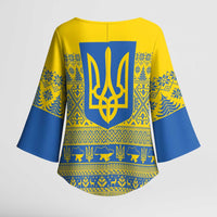 Ukraine Trident Christmas Kimono Sleeve Blouse Vyshyvanka Patterns - Wonder Print Shop