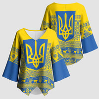 Ukraine Trident Christmas Kimono Sleeve Blouse Vyshyvanka Patterns - Wonder Print Shop