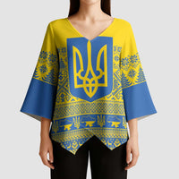 Ukraine Trident Christmas Kimono Sleeve Blouse Vyshyvanka Patterns - Wonder Print Shop