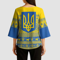 Ukraine Trident Christmas Kimono Sleeve Blouse Vyshyvanka Patterns - Wonder Print Shop