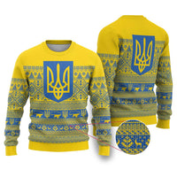 Ukraine Trident Christmas Ugly Christmas Sweater Vyshyvanka Patterns - Wonder Print Shop