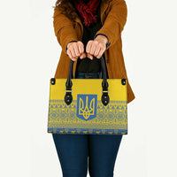 Ukraine Trident Christmas Leather Bag Vyshyvanka Patterns - Wonder Print Shop