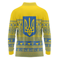 Ukraine Trident Christmas Long Sleeve Polo Shirt Vyshyvanka Patterns - Wonder Print Shop