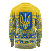Ukraine Trident Christmas Long Sleeve Shirt Vyshyvanka Patterns - Wonder Print Shop