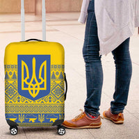 Ukraine Trident Christmas Luggage Cover Vyshyvanka Patterns - Wonder Print Shop