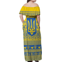 Ukraine Trident Christmas Off Shoulder Maxi Dress Vyshyvanka Patterns - Wonder Print Shop