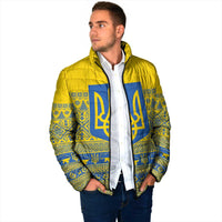 Ukraine Trident Christmas Padded Jacket Vyshyvanka Patterns - Wonder Print Shop