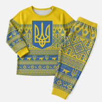 Ukraine Trident Christmas Pajama Set Vyshyvanka Patterns - Wonder Print Shop