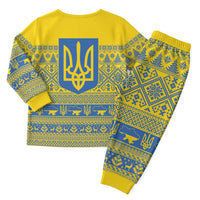 Ukraine Trident Christmas Pajama Set Vyshyvanka Patterns - Wonder Print Shop