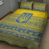 Ukraine Trident Christmas Quilt Bed Set Vyshyvanka Patterns - Wonder Print Shop
