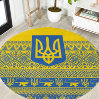 Ukraine Trident Christmas Round Carpet Vyshyvanka Patterns - Wonder Print Shop