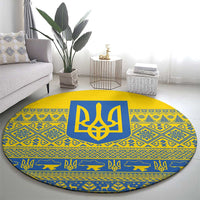 Ukraine Trident Christmas Round Carpet Vyshyvanka Patterns - Wonder Print Shop