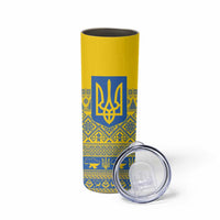 Ukraine Trident Christmas Skinny Tumbler Vyshyvanka Patterns - Wonder Print Shop