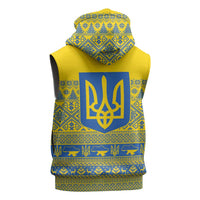 Ukraine Trident Christmas Sleeveless Zip Hoodie Vyshyvanka Patterns - Wonder Print Shop