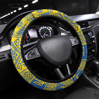 Ukraine Trident Christmas Steering Wheel Cover Vyshyvanka Patterns - Wonder Print Shop