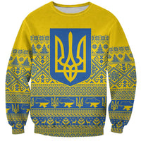 Ukraine Trident Christmas Sweatshirt Vyshyvanka Patterns - Wonder Print Shop