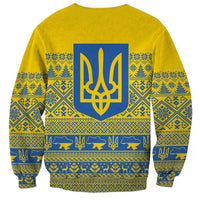 Ukraine Trident Christmas Sweatshirt Vyshyvanka Patterns - Wonder Print Shop