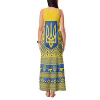 Ukraine Trident Christmas Tank Maxi Dress Vyshyvanka Patterns - Wonder Print Shop