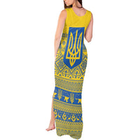 Ukraine Trident Christmas Tank Maxi Dress Vyshyvanka Patterns - Wonder Print Shop
