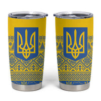Ukraine Trident Christmas Tumbler Cup Vyshyvanka Patterns - Wonder Print Shop